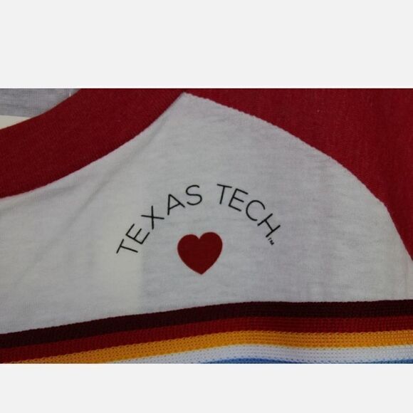 SUMMIT CAMP COLLECTION RAGLAND W/RAINBOW STRIPE TEXAS TECH SS TEE TSHIRT M NWT - Picture 4 of 7